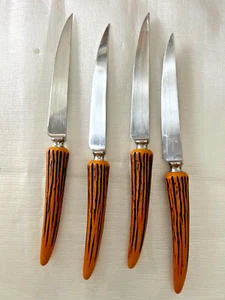 4 Vintage E Parker & Sons Steakmesser Faux Geweih Griffe Sheffield England - Bild 1 von 6