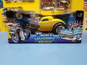 MUSCLE MACHINES '33 FORD COUPE YELLOW "PREOWNED" - Picture 1 of 8