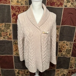 Lauren Ralph Lauren Cable Knit Shawl Cardigan Sweater Women's XL Extra Large - Picture 1 of 18
