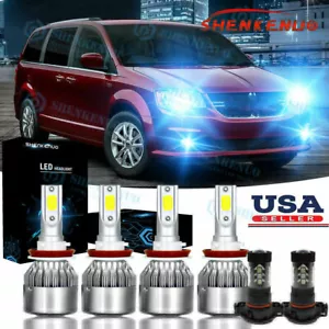 8000K LED Headlight Kit High Low Fog Light Bulbs For Dodge Grand Caravan 2011-19 - Picture 1 of 12