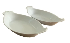 2 Au Gratin Oval Dish Apilco Classic Whiteware France 9'' Porcelain Augratin 8 - Picture 1 of 4