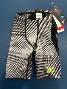 SPEEDO Endurance+ size 22 Black White Jammers Boys Competition Swimming Trunks - Picture 1 of 4