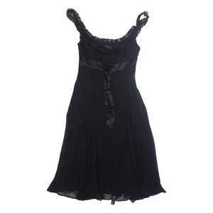 TED BAKER Womens Fit & Flare Dress Black Silk Sleeveless Knee Length UK 8 - Picture 1 of 6