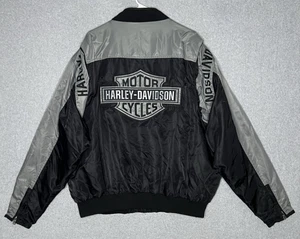 Harley-Davidson Motorcycle Jacket OEM Mens 2XL Black Gray Cruiser Racing Coat - Picture 1 of 12