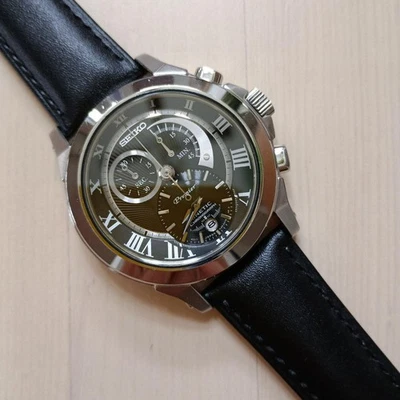 Кинетические часы с хронографом Seiko Premier 42 мм, дата, б/у - Изображение 1 из 4