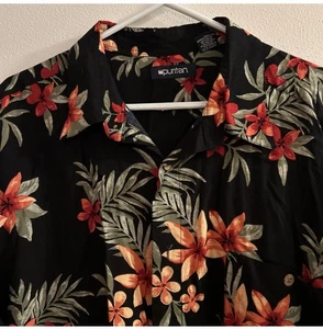 Puritanisches Hawaii Strandhemd schwarz XL (46/48) Palmblätter geblümt - Bild 1 von 6