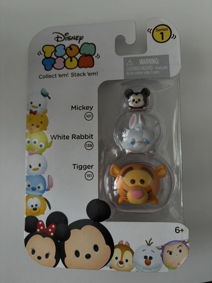 Disney Tsum Tsum Series 1 Tigger 151 White Rabbit 138 Mickey Stackable 3 Pack - Image 1 of 3