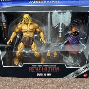 Figura de acción Mattel Masters of the Universe Revelation Savage He-Man & Orko 7 pulgadas - Imagen 1 de 5
