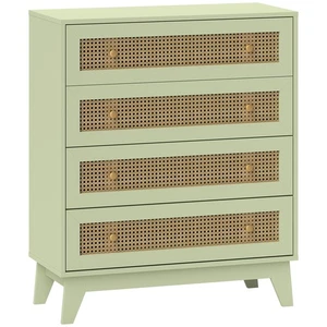 HOMCOM Rattan Chest of Drawers, 4 Drawer Unit Storage Organiser for Bedroom - Picture 1 of 11