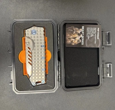 PMP Knives SILVER Kodiak Beast - BLUE SCREWS EDC Pocket knife Overbuilt - Image 1 of 3