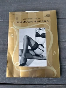 Vtg Victoria's Secret Glamour Sheers Lace Top Thigh High Stockings Medium Cream - Picture 1 of 3