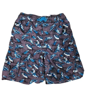 O'rageous Boys Swim Trunks XS Blue Shark Print Mesh Lining Pockets - Picture 1 of 12