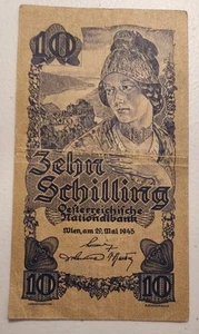 1945 Austria 10 Schilling Note; Pick 114 - Picture 1 of 2