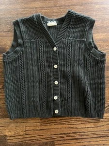 Vintage Winona Knits Women's Cardigan Sweater Dark Green Vest Sz Unknown - Foto 1 di 9