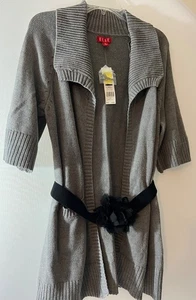 Maglione Elle donna aperto davanti XS grigio erica cintura sopra gomito maniche tasche - Foto 1 di 18