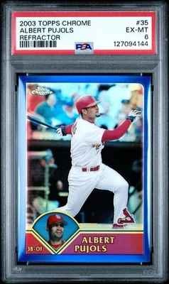 2003 Topps Chrome Albert Pujols #35 Refractor /699 PSA6 EX-MT - Image 1 of 3