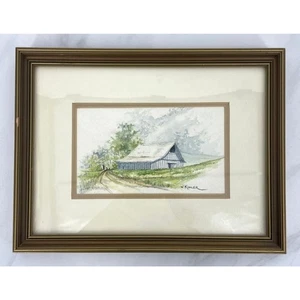 Original Watercolor Painting Barn Countryside Signed W. Kohler Matted & Framed - Picture 1 of 6