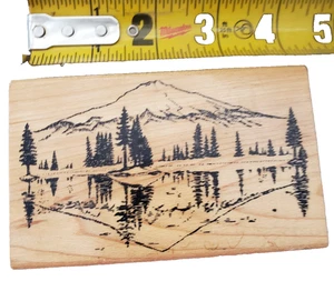 1993 Embossing Arts mountain and pine tree lake reflection rubber stamp - Picture 1 of 3