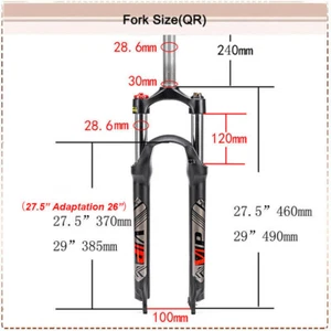 26/27.5/29" Fork 100mm Travel Mountain Bike Suspension Fork Disc Brake 1-1/8" QR - Picture 1 of 13