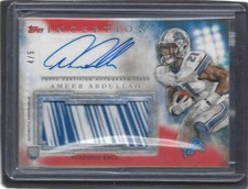 AMEER ABDULLAH 2015 TOPPS INCEPTION ORANGE GLOVE RPA ROOKIE PATCH AUTO RC #D 4/5