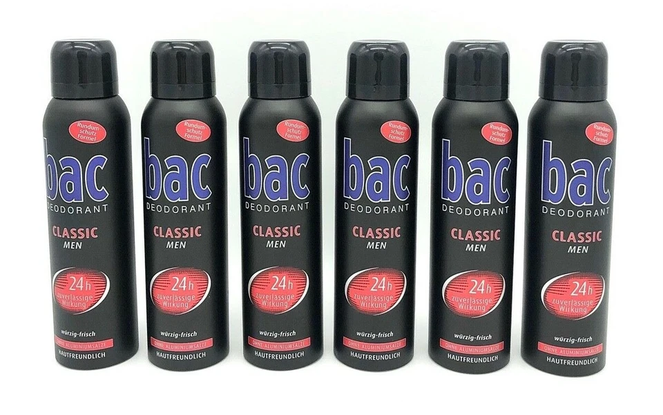 ✅ Bac Deospray Classic Men Deodorant 24H 0% Aluminiumsalz 6x 150ml ✅