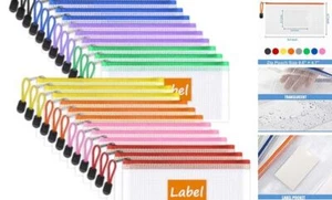 24pcs Mesh Zipper Pouch Bags with Label Pocket Pencil Pouch Bulk, Plastic A6 - Picture 1 of 7