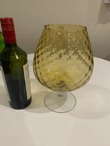 Vintage Retro Mid Century Modern Stained Dimpled Large Bowl Vase Brandy Glass - Picture 1 of 3