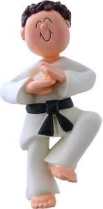 Karate Male Brown Personalized Christmas Tree Ornament - Picture 1 of 1