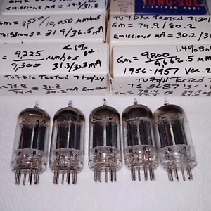 FIVE(5) TV7D/U Strong Gm&mA 1956-57 TUNG-SOL 5687 Black Plates 'D' Gtr Tubes - Picture 1 of 20
