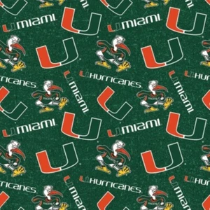 NCAA University of Miami Hurricanes Tone on Tone Cotton Material Fabric 15yds - Picture 1 of 1