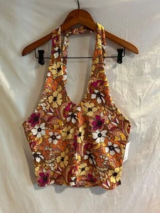 SO Juniors' Crisscross Halter Top Orange Flower NWT S,M,XL - Picture 1 of 5