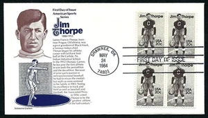 USA, SCOTT # 2089, ARISTOCRAT FDC COVER OF JIM THORPE, OLYMPIC CHAMPION, BLOCK 4 - Picture 1 of 1