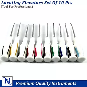 Dental German Steel 10-Piece Luxating Root Tip Elevators -Curved/Straight/Angled - Picture 1 of 13