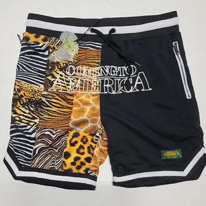 Coming to America x Shoe Palace Shorts Mens Large Black Animal Print Movie New - Picture 1 of 10