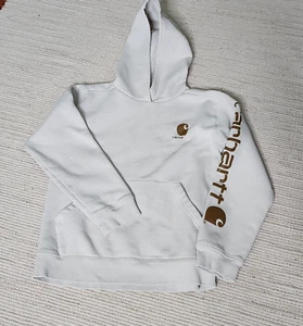 Carhartt Hoodie Youth L 14/16 Beige Brown Pullover Long Sleeve Hooded Sweatshirt - Picture 1 of 6