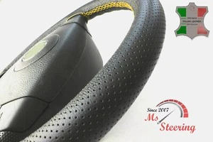 FOR AUSTIN MINI GT 13.5'' - BLACK PERF LEATHER STEERING WHEEL COVER YELLOW STIT - Picture 1 of 6