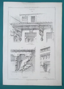 ARCHITETTURA Staffe ornamentali Firenze Piazza Duomo Digione - 1850 stampa litografica - Foto 1 di 1