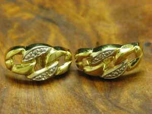 Orecchini In Oro Giallo 14kt 585 Con Decorazione In Diamante / 1,4g - Foto 1 di 6