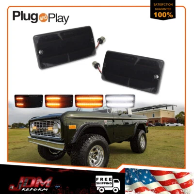 Luces de señal secuencial LED de estacionamiento con retroceso ahumado para Ford Bronco 1969-1977 Foto 1 de 4