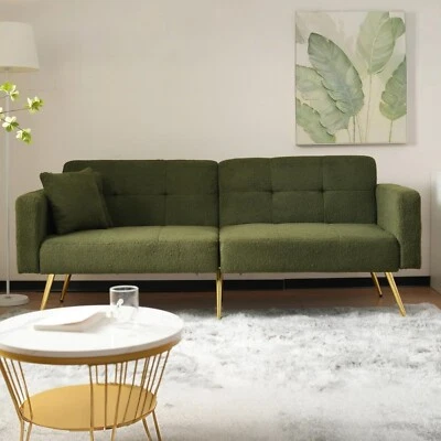 Sofa Bed Sleeper Fabric Love Seat Sofa Couch Sofa Settee for Living Room Green - Image 1 of 4