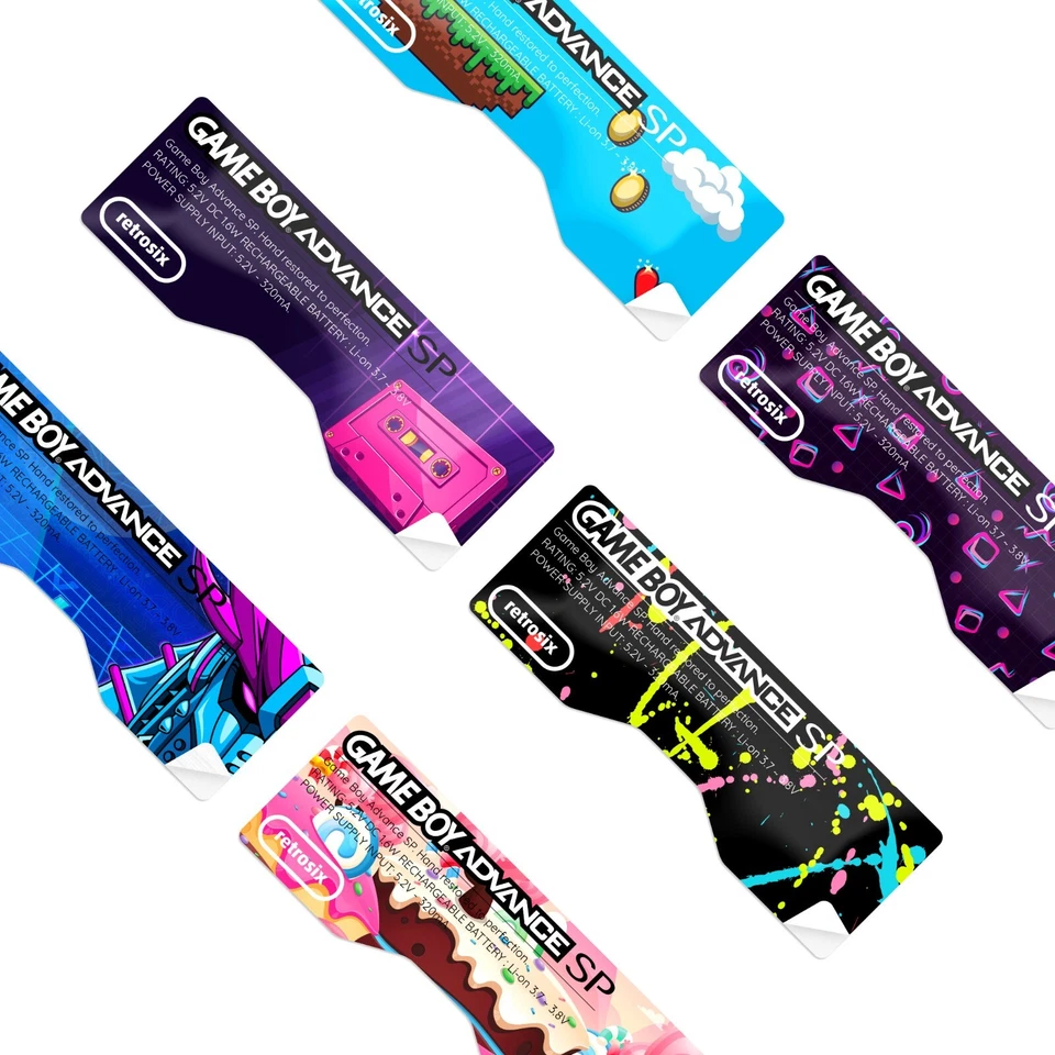 Game Boy Advance SP Sticker Label Back Case GBA RetroSix Shell - Image 1 of 1