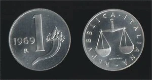 1 LIRA 1969 BILANCIA E CORNUCOPIA - ITALIA - FDC/UNC FIOR DI CONIO - Picture 1 of 1