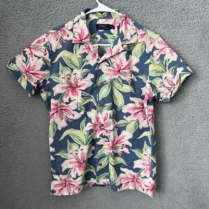 Polo Ralph Lauren Hemd Herren Small Blau Blumen Leinenmischung Camp Hawaii Tropical - Bild 1 von 11