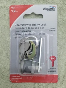 National Hardware N185-280 Door/Drawer Utility Lock 1/2" Chrome #604 Keys NOS - Picture 1 of 5