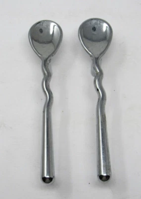 Vintage MCM Chrome Cabinet Drawer Pulls 4.5" (3" on Center) Spoon LOT (2) - Image 1 of 4