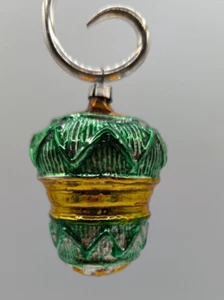 Vintage 1950s West Germany Mardi Gras Christmas Ornament Green Gold Festive - Picture 1 of 5