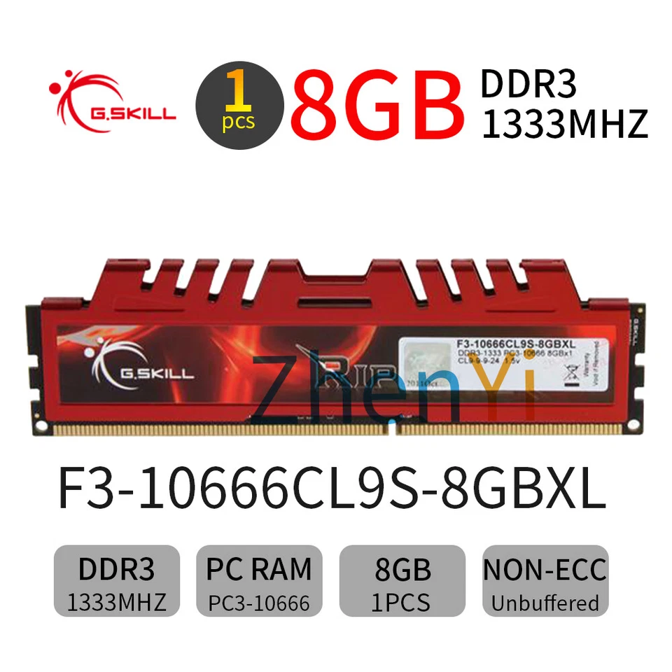 G.SKILL Ripjaws X 8GB DDR3 1333MHz PC3-10666U F3-10666CL9S-8GBXL Desktop Memory - Image 1 of 4