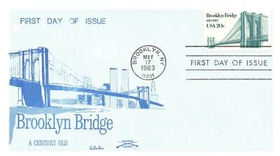 1983 FDC - Brooklyn Bridge, A Century Old - Better Cachet - F25269 - Image 1 of 2