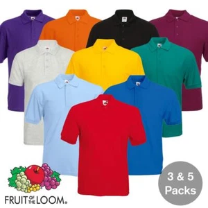 Paquete de 3 y 5 polos lisos unisex para hombre Fruit Of The Loom 65/35 - Imagen 1 de 24
