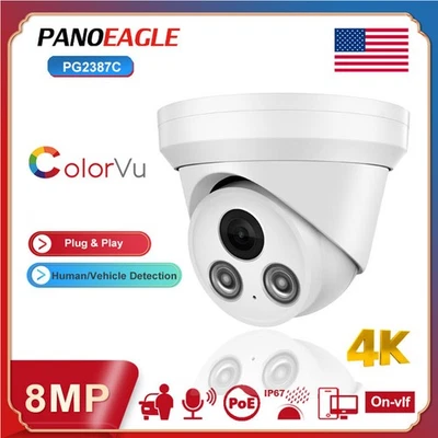 Panoeagle 4K 8MP POE IP Camera F1.0 Full-Time Color MIC PG2387CG 2.8mm
